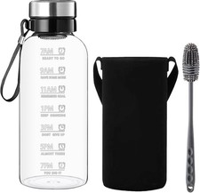 Glass Water Bottle 1.5 Litre - 1500ml Large Borosilicate Wide Mouth Glass Drink
