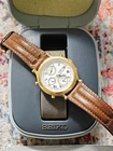 Vintage Seiko Age of Discovery World Timer 5T52-7A11 Gold GMT White Dial 39.5mm