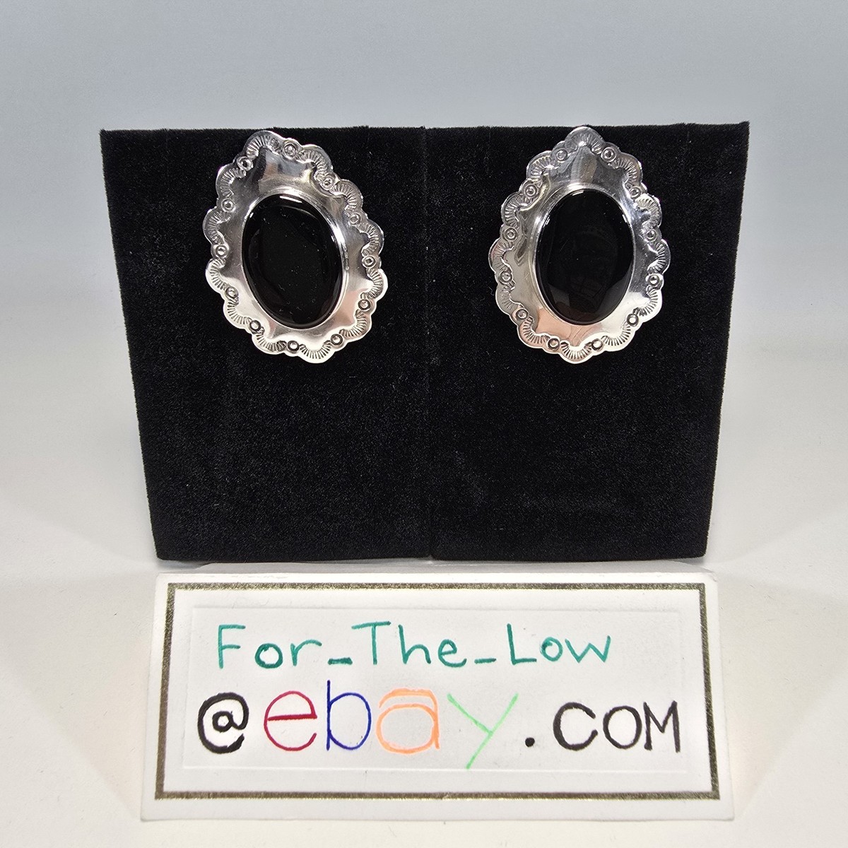 Vintage FRANK & BRIHILDA CORIZ Sterling Silver Onyx Native 