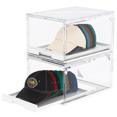 Hat Organizer for Baseball Caps 2 Pack, Clear Hat Holder Containers with Draw...