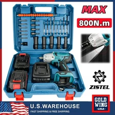 1/2” Cordless Impact Wrench MAX 800N.m High Torque Impact Driver w/ 2 Batteries