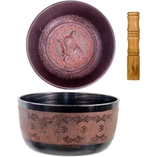 Kheops International Tibetan Meditation Yoga 6" Singing Bowl Flat Sides Ganesha