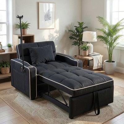Convertible Sleeper Chair with Cup Holder - 3 in 1 Sofa Bed for Small Spaces