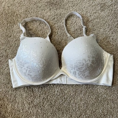 Secret Treasures Off-White Floral Lace Overlay Underwire Bra Women's Size 36C