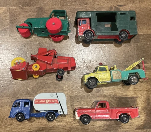 Lot of 6 Vintage Lesney Matchbox Vehicles - Pick Up Farming Tow & Garbage Truck