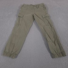 Zara Pants Mens M Green Jogger Cargo Cotton Blend Elastic Waist Utility Tapered
