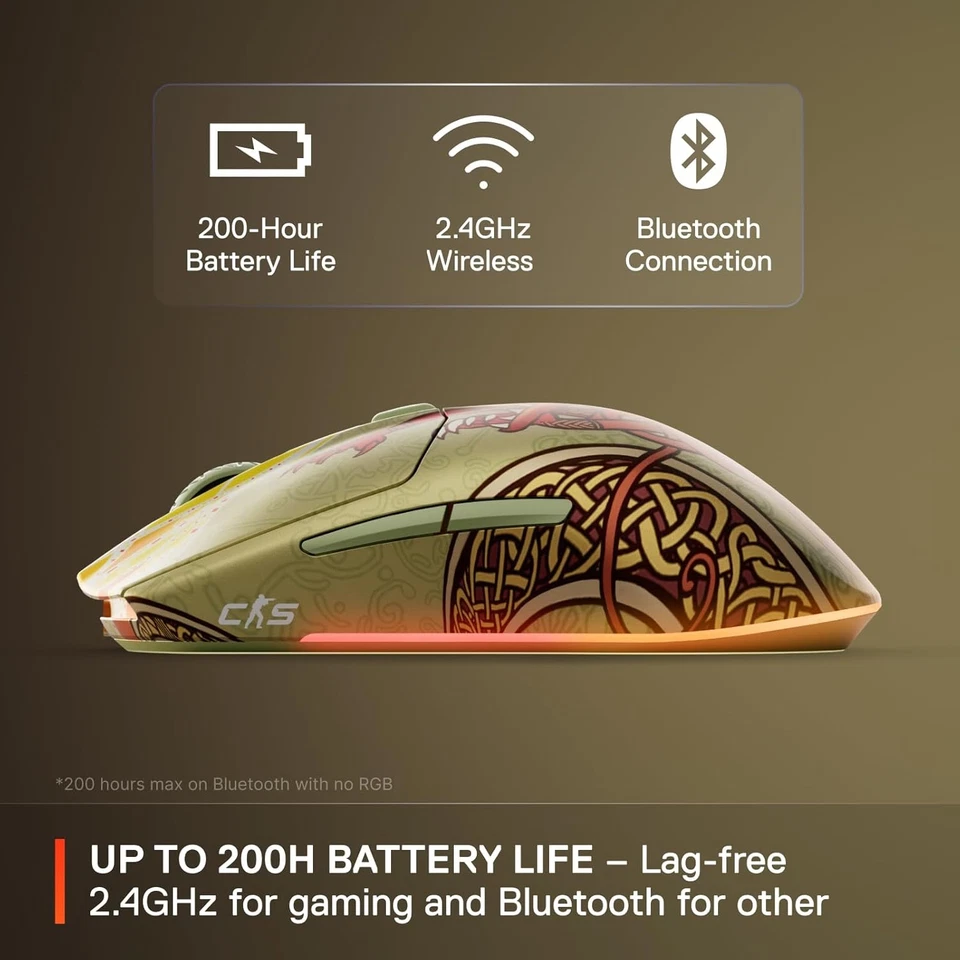 SteelSeries Aerox 3 Wireless Gaming Mouse CS2 Dragon Lore Certified Refurbished - Image 4 of 4