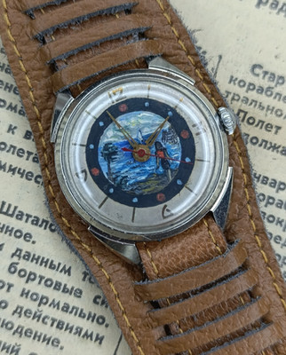 Soviet USSR men's watch ALMAZ 2809B ChChZ early Vostok Hand Painted Dial 18J 60s