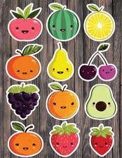 Mixed Fruit Die Cut Vinyl Stickers Set Scrapbooking Laptop Waterbottle