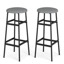 Bar Stools Set of 2 w/ Sturdy Metal Frame and Footrest for Kitchen Island