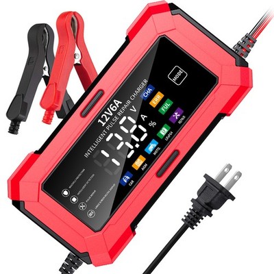 12V 6A Pulse Repair Battery Charger AGM LiFePO4 Car Motorcycle RV Truck 100-240V