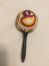 Vintage Hand Painted Mexican Maraca Gourd