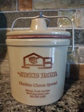 Angus Barn Raleigh NC Crock Blue Cheese Spread Jar Wire Bale Latch Lid Stoneware