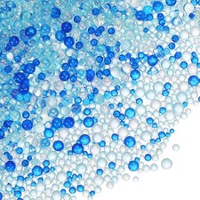 Glass Bubble Beads, 100g Tiny Iridescent Beads 1-3mm Mixed Blue