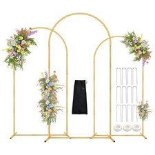 Arch Backdrop Stand,7.2FT, 6.6FT, 6FT Set of 3 Metal Gold Balloon Arch Stand ...