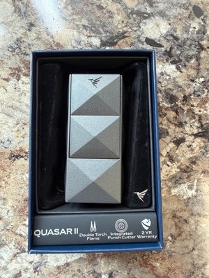 Colibri Quasar II Double-Flame Lighter With Punch, Gunmetal   NEW IN BOX