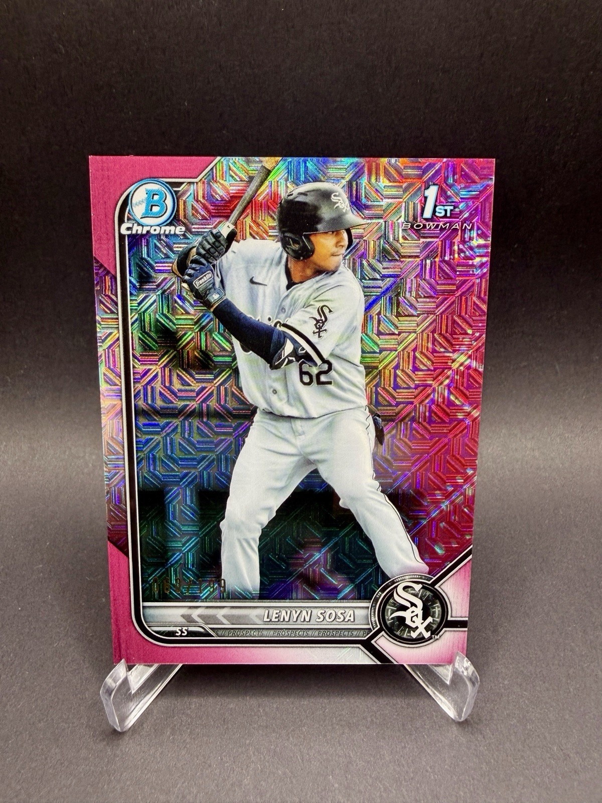 2022 Bowman - Chrome Prospects Lenyn Sosa #BCP-76 Fuchsia Refractor /199 (RC)