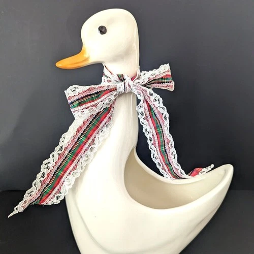 RARE VTG McCoy Ltd Christmas Duck White Planter 1985 Limited Holiday Line 11.5"