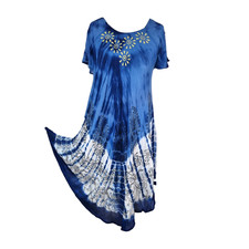 New Ladies Paisley Tie Dye A Line Umbrella Tunic Dress Sundress Summer Beach Hol