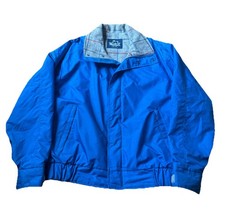 VTG Woolrich Made In USA Blue Nylon Bomber Jacket SZ Mens Large Lined
