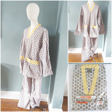 Vintage Mens Pajamas 1970s Keynote Green Mustard Geometric Patterned Unworn XL