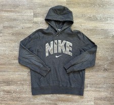 VTG 2000s Nike Center Swoosh Logo Sweatshirt Hoodie Y2k Sewn Spellout Large Gray