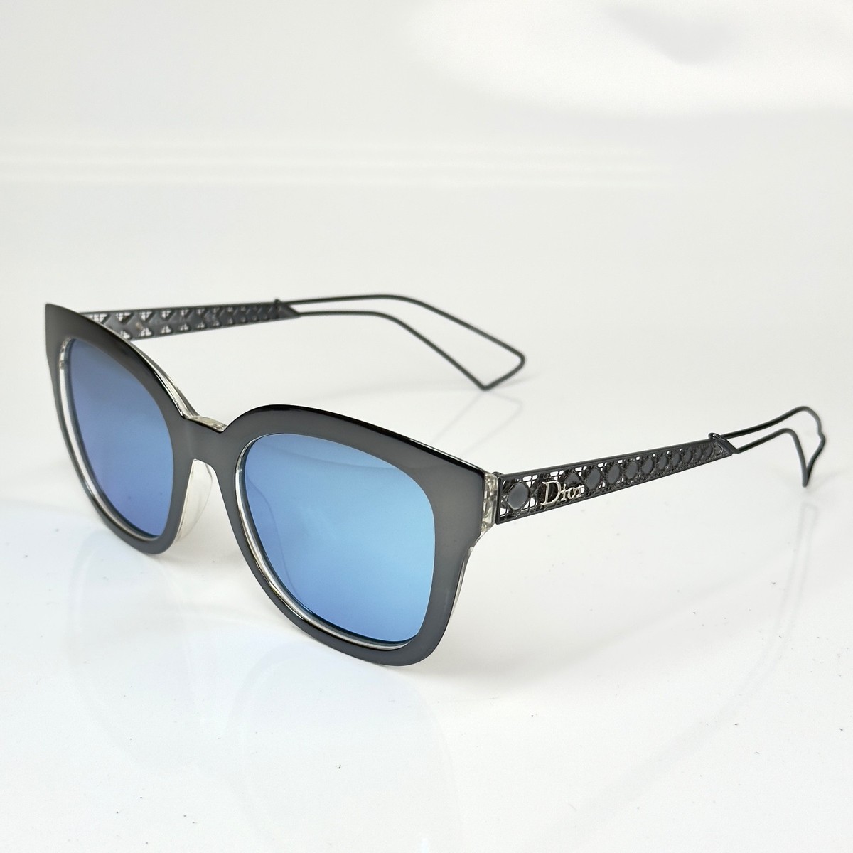 CHRISTIAN DIOR DIORAMA 1 Grey Blue Mirrored Metal Paris Cannage