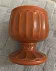McCoy Vintage Floraline 429 Pedestal Planter Vase Ribbed Matte Orange 5.5 Inches