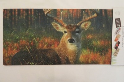 Deer, Buck in Autumn Brush, Wildlife, Sassafras Rug Insert Switch Door Mat 10x22