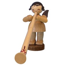 Angel Standing with Alphorn Natural - Made Germany - Ornamental Figures Christmas Building