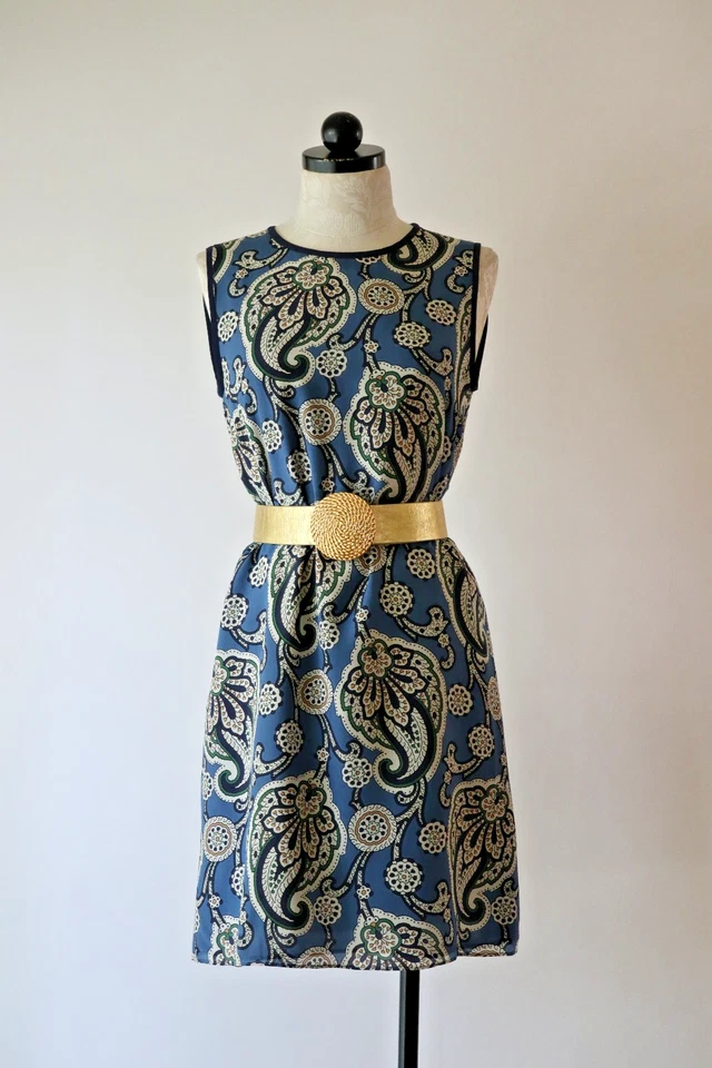 Mini Vestido Massimo Dutti Azul Estampado Paisley Seda Sin Mangas Cambio Corto Mujer 8 Foto 2 de 4
