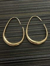 Gold Tone Teardrop Hoop Earrings - Minimalist Open Hoops 1.5