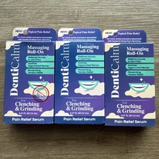 3x DentiCalm Massaging Roll-On Pain Relief Serum for Clenching Grinding 14ml Ea
