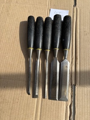 5er SET STANLEY SCHWARZER GRIFF GEBRAUCHTE HOLZMEISSEL FÜR HOLZBEARBEITUNG TISCHLEREI, Posten 6D