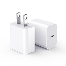 2-Pack 20W USB-C Fast Charger Block for iPhone 17 16e 15 Pro Max