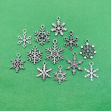Silver Snowflake Mix Charms, 120 pieces - 12 styles - US Seller