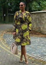 Baroque print, wrap over kimono dress,  Design, handmade, size 10 Brand new 