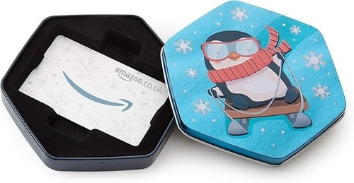 Amazon Christmas Gift Box Empty ~ NO Voucher 5 Different Tins Penguin Santa - Picture 21 of 22