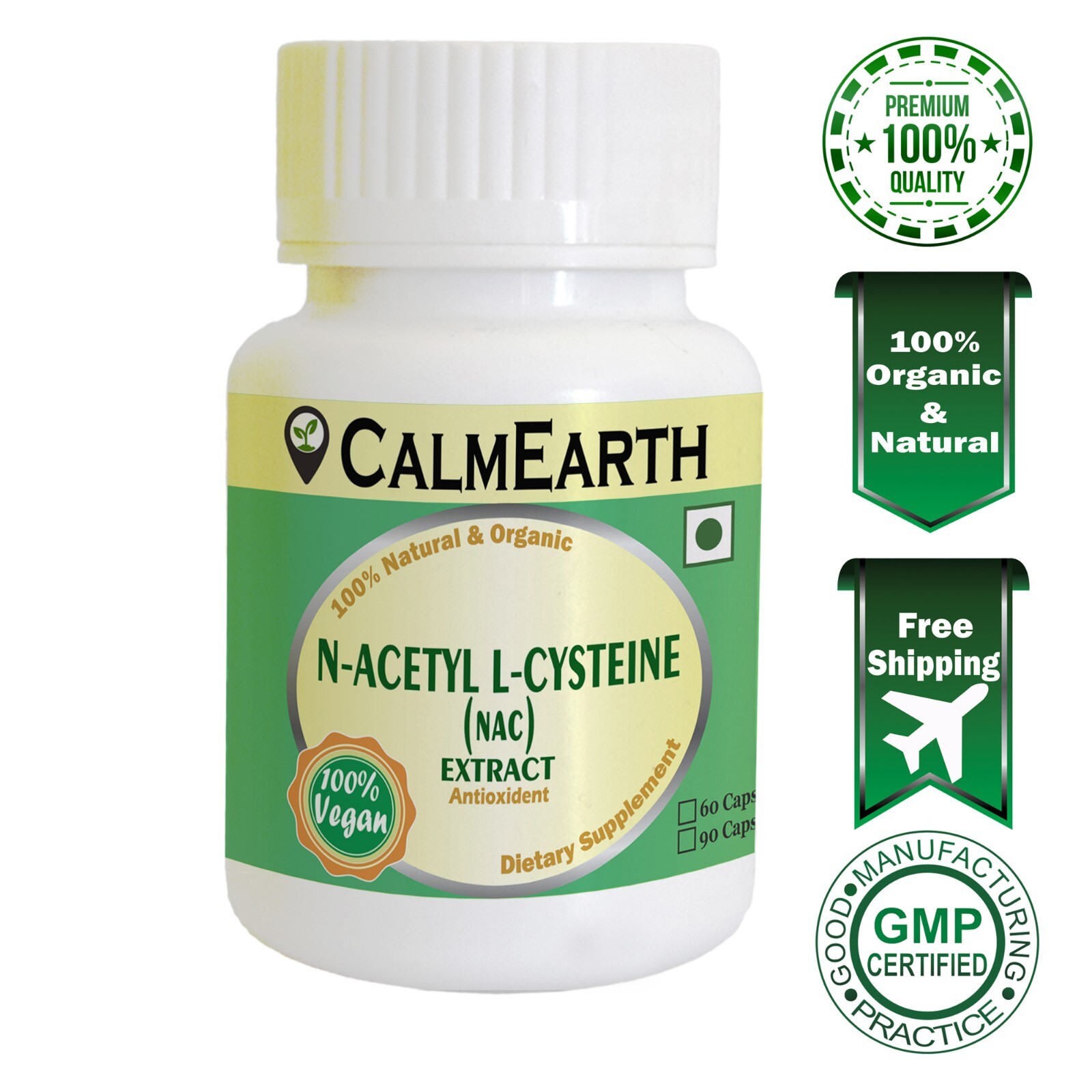 CalmEarth NAC Extract Capsule N-Acetyl L-Cysteine for Antioxident
