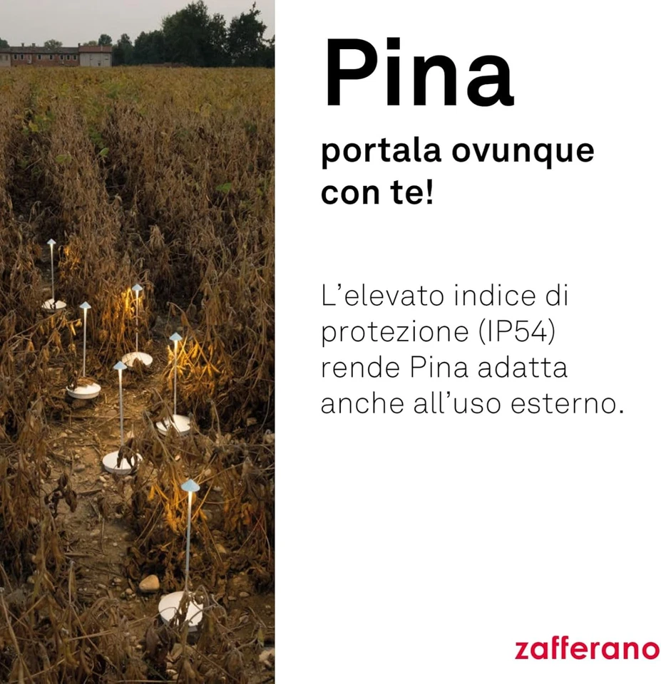 , Lampada Pina, Lampada Da Tavolo Ricaricabile E Senza Fili Con Controllo Touch, - Immagine 4 di 4