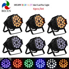 BECEN Stage Lighting 6pcs Led Par Light 18X18W RGBWA UV 6in1 Led Par Can Lights