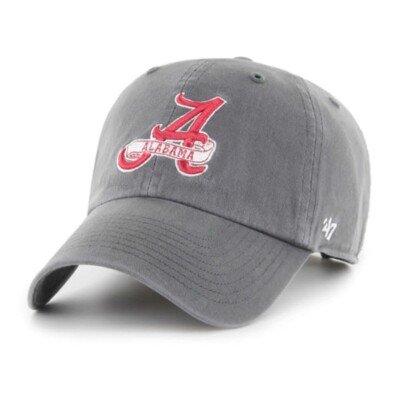 Alabama Crimson Tide 47 Brand Clean Up Adjustable Hat Vintage Logo  Charcoal