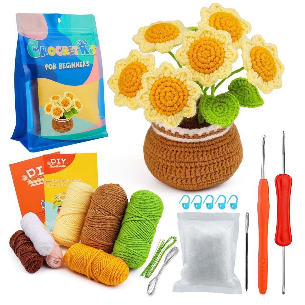 Crochet Starter Kit Flower Kit DIY Knitting Set Knitting Accessories Tools eBay