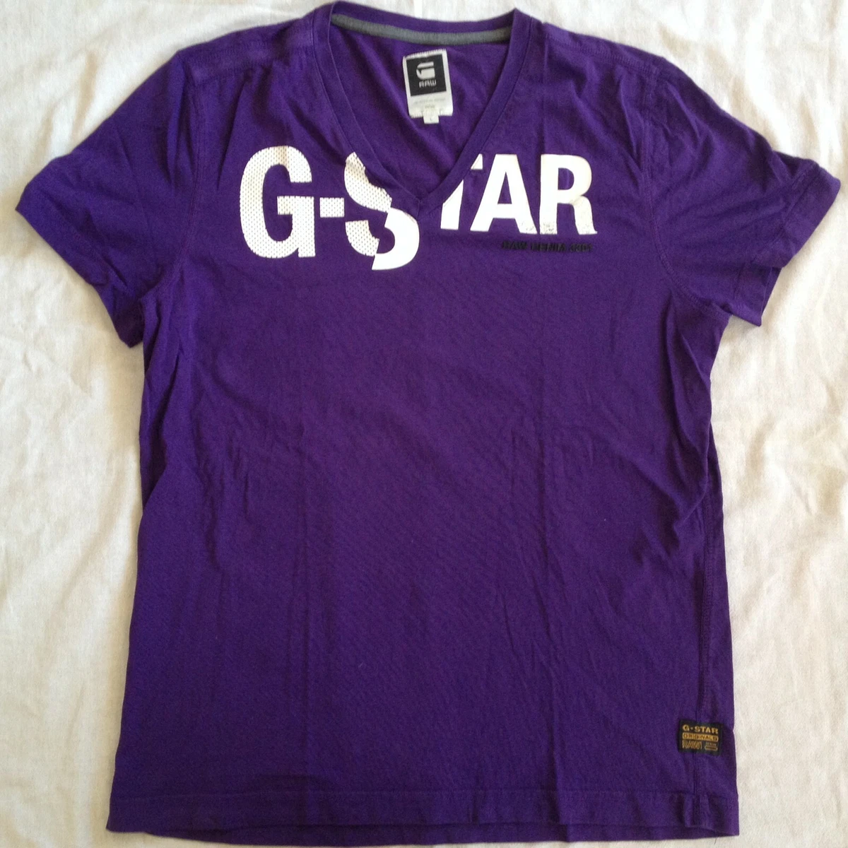 G STAR RAW VINCE V NECK VIOLET PRINTED MEN S T SHIRT LARGE SIZE SLIM FIT