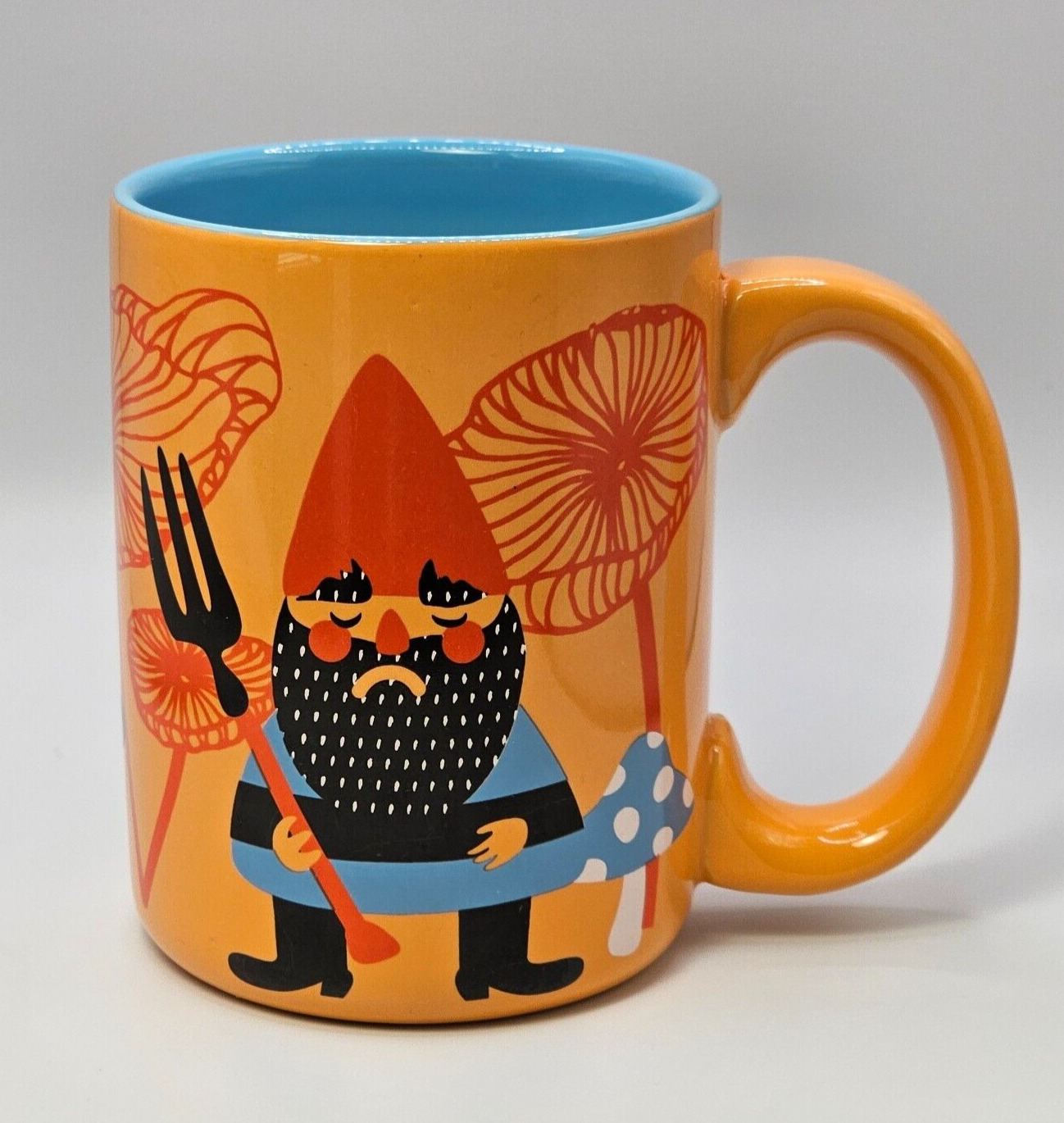 Kitsch N Glam Gnomes with Mushrooms Coffee Mug Orange Multi-Color 16 oz
