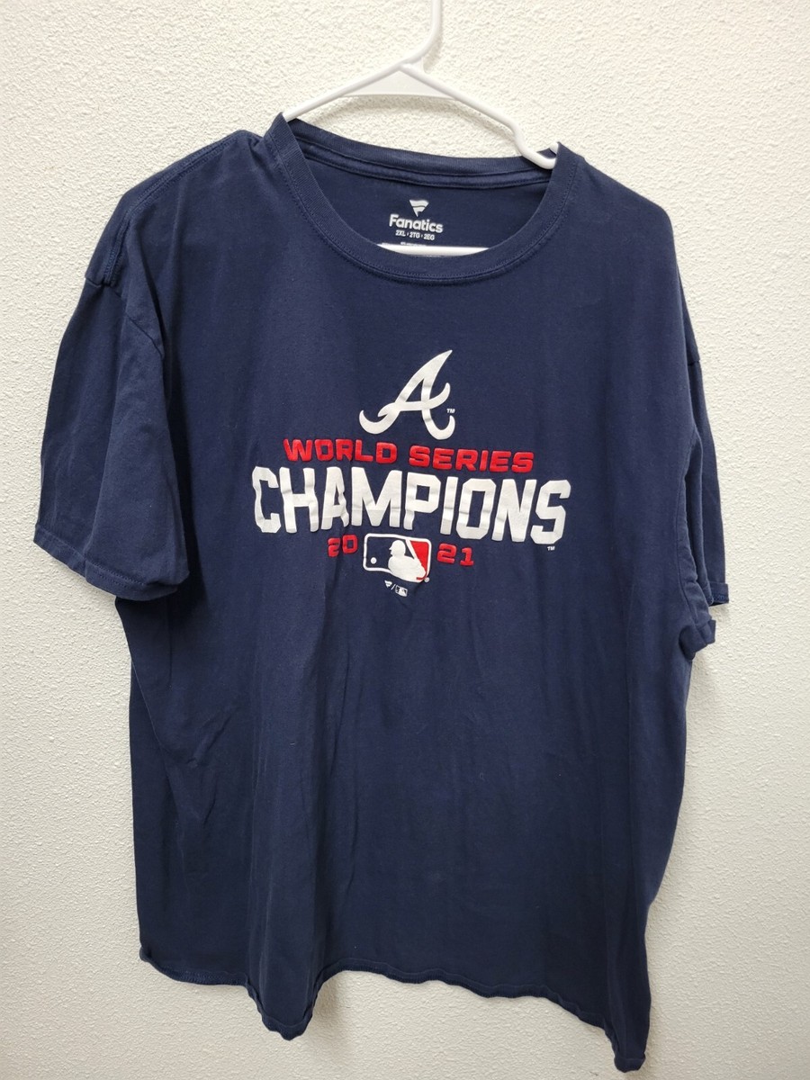 レア【Fanatics】BRAVES 2021 WS CHAMPIONS TEE Atlanta Braves 2021 World Series Champions Tee Shirt Mens 2XL Navy