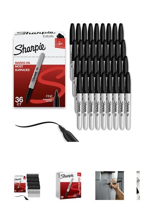 Sharpie 1884739 Permanent Marker Fine Point 36 Pieces - Black