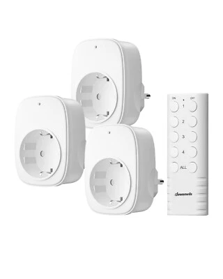 DEWENWILS Funksteckdose mit Fernbedienung, Plug-In Ein/Aus Steckdosen-Set 1V3