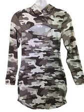 Almost Famous Women size S Trendy Hoodie Brown Camouflage Pullover Dress No Tie