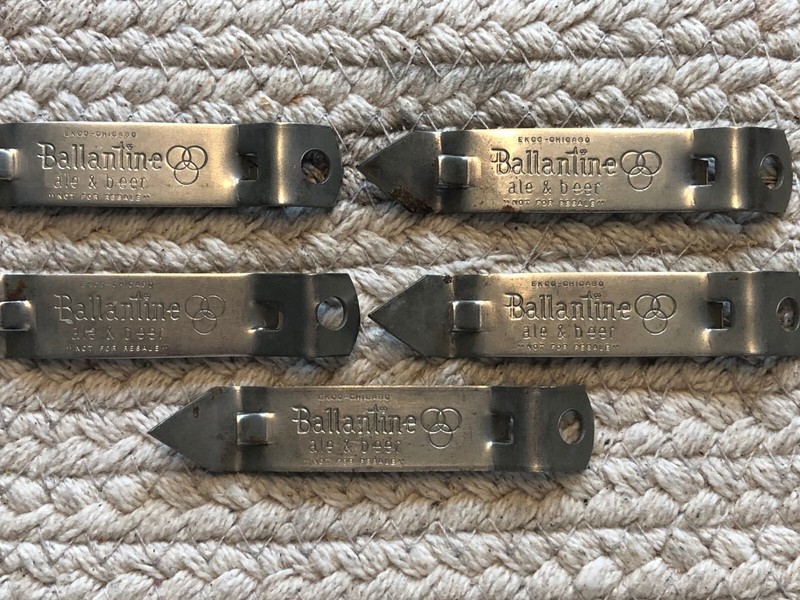 VINTAGE BALLANTINE BEER BOTTLE/CAN OPENER LOT OF 5 OPENERS EXC COND